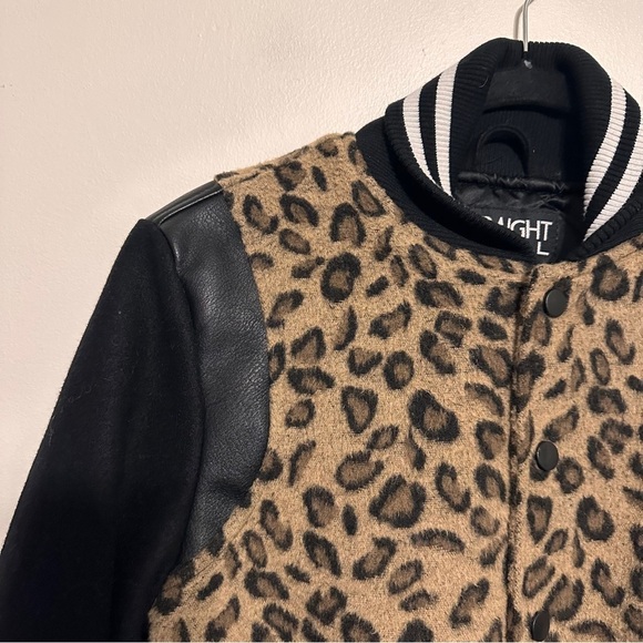 Straight To Hell Ace Leopard Bomber Varsity Jacket Wool Blend Size XS - Picture 4 of 7